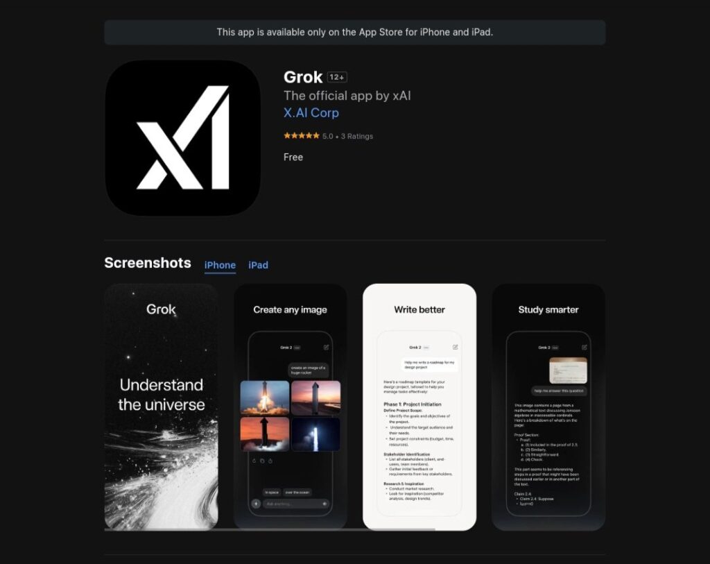 xAI Launches Grok iOS App in the U.S.